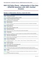 NUR 318 Patho Pharm - Inflammation & Pain Quiz&NewLine;&ndash; UPDATED Questions with 100&percnt; Verified&NewLine;Answers