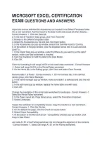Microsoft Excel Certification Exam Questions And Answers &vert; Graded A