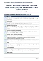 NUR&period;330&period; Healthcare Informatics Final Exam&NewLine;Study Guide &ndash; UPDATED Questions with 100&percnt;&NewLine;Verified Answers&NewLine;
