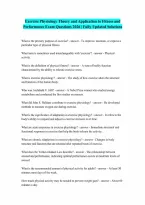 For Exercise Physiology Theory and Application to Fitness and Performance By Scott Powers Edward Howley and John Quindry Exam Question with 100 Correc
