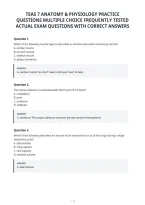 Teas 7 Anatomy & Physiology Practice&NewLine;Questions Multiple Choice Frequently Tested&NewLine;Actual Exam Questions With Correct Answers&NewLine;