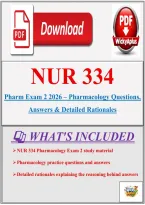 NUR 334 Pharm Exam 2 2026 &ndash; Pharmacology Questions&comma; Answers & Detailed Rationales