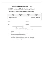 NSG 530 Advanced Pathophysiology Exam 2 Practice Examination Wilkes University