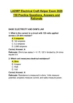 LADWP Electrical Craft Helper Exam 2026&NewLine;150 Practice Questions&comma; Answers and Rationale&NewLine;