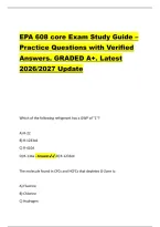 EPA 608 core Exam Study Guide &ndash; &NewLine;Practice Questions with Verified &NewLine;Answers&period; GRADED A&plus;&period; Latest &NewLine;2026&sol;2027 Update 