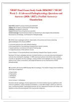 NR507 Final Exam Study Guide 2026&sol;2027 &sol; NR 507&NewLine;Week 5 - 8 Advanced Pathophysiology Questions and&NewLine;Answers &lpar;2026 &sol; 2027&rpar; &lpar;Verified Answers&rpar;-&NewLine;Chamberlain&NewLine;