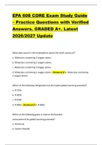 EPA 608 CORE Exam Study Guide &ndash; Practice Questions with Verified &NewLine;Answers&period; GRADED A&plus;&period; Latest &NewLine;2026&sol;2027 Update &NewLine;