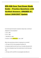 EPA 608 Core Test Exam Study &NewLine;Guide &ndash; Practice Questions with &NewLine;Verified Answers&period; GRADED A&plus;&period; &NewLine;Latest 2026&sol;2027 Update &NewLine;