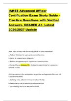 IAHSS Advanced Officer &NewLine;Certification Exam Study Guide &ndash; &NewLine;Practice Questions with Verified &NewLine;Answers&period; GRADED A&plus;&period; Latest &NewLine;2026&sol;2027 Update 