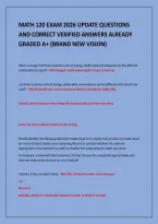 Math 120 Exam 2026 Update Questions&NewLine;And Correct Verified Answers Already&NewLine;Graded A&plus; &lpar;Brand New Vision&rpar;