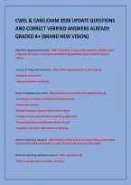 Cwel & Cans Exam 2026 Update Questions&NewLine;And Correct Verified Answers Already&NewLine;Graded A&plus; &lpar;Brand New Vision&rpar;