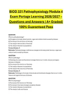 BIOD 331 Pathophysiology Module 4 Exam Portage Learning 2026&sol;2027 &ndash; Questions and Answers &vert; A&plus; Graded&vert; 100&percnt; Guaranteed Pass