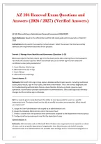 AZ 104 Renewal Exam Questions and&NewLine;Answers &lpar;2026 &sol; 2027&rpar; &lpar;Verified Answers&rpar;&NewLine;