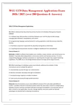 WGU C170 Data Management Applications Exam&NewLine;2026 &sol; 2027 &lpar;over 200 Questions & Answers&rpar;&NewLine;