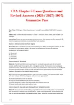 CNA Chapter 5 Exam Questions and&NewLine;Revised Answers &lpar;2026 &sol; 2027&rpar; 100&percnt;&NewLine;Guarantee Pass&NewLine;