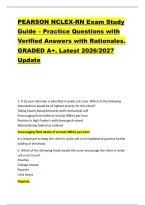 PEARSON NCLEX-RN Exam Study &NewLine;Guide &ndash; Practice Questions with &NewLine;Verified Answers with Rationales&period; &NewLine;GRADED A&plus;&period; Latest 2026&sol;2027 &NewLine;Update &NewLine;