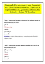 Oklahoma Refrigeration Journeyman Exam 2026&NewLine;2027 &vert; Compressors&comma; Condensers&comma; Evaporators & &NewLine;Expansion Devices &vert; Questions & Answers Plus &NewLine;Rationales &vert; Instant Pdf Download 