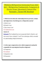 Oklahoma Refrigeration Journeyman Exam 2026&sol;&NewLine;2027 &vert; Refrigeration Fundamentals&comma; Components & &NewLine;Practice Exam&vert; Questions & Answers Plus &NewLine;Rationales &vert; Instant Pdf Download