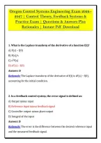Oregon Control Systems Engineering Exam 2026&sol;&NewLine;2027 &vert; Control Theory&comma; Feedback Systems & &NewLine;Practice Exam &vert; Questions & Answers Plus &NewLine;Rationales &vert; Instant Pdf Download