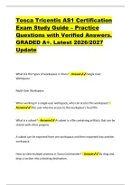 Tosca Tricentis AS1 Certification &NewLine;Exam Study Guide &ndash; Practice &NewLine;Questions with Verified Answers&period; &NewLine;GRADED A&plus;&period; Latest 2026&sol;2027 &NewLine;Update
