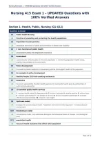 Nursing 415 Exam 1 &ndash; UPDATED Questions with&NewLine;100&percnt; Verified Answers