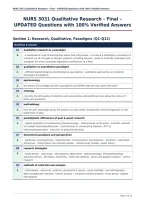 NURS 3031 Qualitative Research - Final &ndash;&NewLine;UPDATED Questions with 100&percnt; Verified Answers