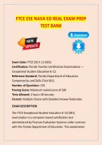FTCE Exceptional Student Education &lpar;ESE&rpar; K&ndash;12 Certification Exam &ndash; NAVA ED Exam Preparation Test Bank