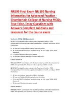 NR599 Final Exam&colon; Nursing Informatics for Advanced Practice &mdash; Chamberlain College of Nursing &vert; MCQs&comma; True&sol;False&comma; Essay Practice Questions&comma; Answers & Rationales &vert; Complete Study Guide 2026&ndash;2027&NewLine;&NewLine;