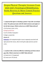 Oregon Physical Therapist Licensure Exam &NewLine;2026&ndash;2027&colon; Neurological Rehabilitation&comma; &NewLine;Stroke Recovery & Motor Control Practice &NewLine;Questions and Answers 