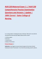 NUR 230 Maternal Exam 1 &vert; &sol; NUR 230 &NewLine;Comprehensive Practice Examination&NewLine;Questions and Answers &vert; Update &vert; &NewLine;100&percnt; Correct - Galen College of &NewLine;Nursing&period;