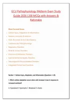 GCU Pathophysiology Midterm Exam Study&NewLine;Guide 2026 &vert; 200 MCQs with Answers &&NewLine;Rationales