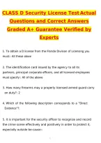 CLASS D Security License Test 2027 Exam Actual Questions with 100&percnt; Correct Answers Complete &vert; Updated 2026 &sol; 2027 Verified by Experts