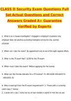 CLASS D Security Exam Questions Full Set 2027 Actual Questions with 100&percnt; Correct Answers Complete &vert; Updated 2026 &sol; 2027 Verified by Experts