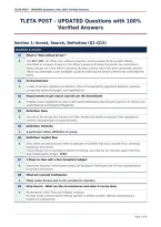 Package deal For TLETA EXAMS all with UPDATED Questions and 100&percnt; Verified Answers