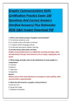 Graphic Communications Skills&NewLine;Certification Practice Exam 100&NewLine;Questions And Correct Answers&NewLine;&lpar;Verified Answers&rpar; Plus Rationales&NewLine;2026 Q&A Instant Download Pdf