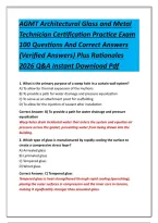 AGMT Architectural Glass and Metal&NewLine;Technician Certification Practice Exam&NewLine;100 Questions And Correct Answers&NewLine;&lpar;Verified Answers&rpar; Plus Rationales&NewLine;2026 Q&A Instant Download Pdf