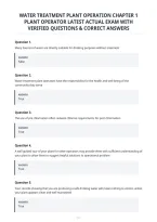 Water Treatment Plant Operation Chapter 1&NewLine;Plant Operator Latest Actual Exam With&NewLine;Verified Questions & Correct Answers