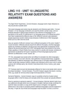 Ling 115 - Unit 10 Linguistic Relativity Exam Questions And Answers 