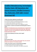 Certified Manufacturing Technologist Practice Exam 100 Questions And Correct Answers &lpar;Verified Answers&rpar; Plus Rationales 2026 Q&A Instant Download Pdf