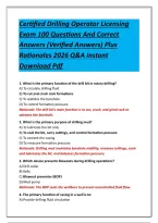Certified Drilling Operator Licensing Exam 100 Questions And Correct Answers &lpar;Verified Answers&rpar; Plus Rationales 2026 Q&A Instant Download Pdf