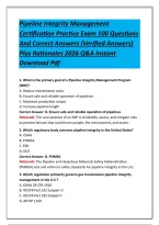 Pipeline Integrity Management Certification Practice Exam 100 Questions And Correct Answers &lpar;Verified Answers&rpar; Plus Rationales 2026 Q&A Instant Download Pdf