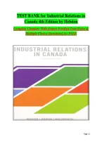 Industrial Relations in Canada 4th Edition &lpar;Hebdon&rpar; &ndash; Complete Test Bank&comma; Chapters 1&ndash;12 with Verified True&sol;False and Multiple Choice Questions&NewLine;&NewLine;