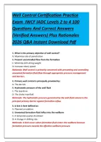 Well Control Certification Practice Exam IWCF IADC Levels 2 to 4 100 Questions And Correct Answers &lpar;Verified Answers&rpar; Plus Rationales 2026 Q&A Instant Download Pdf