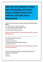 MSHA Part 48 Certification Practice Exam 100 Questions And Correct Answers &lpar;Verified Answers&rpar; Plus Rationales 2026 Q&A Instant Download Pdf