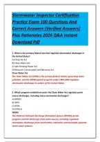 Stormwater Inspector Certification&NewLine;Practice Exam 100 Questions And&NewLine;Correct Answers &lpar;Verified Answers&rpar;&NewLine;Plus Rationales 2026 Q&A Instant&NewLine;Download Pdf