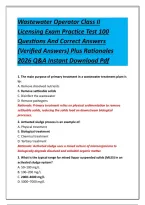 Wastewater Operator Class II Licensing Exam Practice Test 100 Questions And Correct Answers &lpar;Verified Answers&rpar; Plus Rationales 2026 Q&A Instant Download Pdf