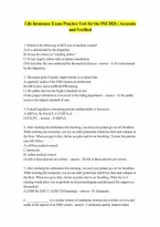PSI Practice Exam Life Insurance Questions and Answers QUESTIONS AND ANSWERS RATED A LATEST UPDATE 2026
