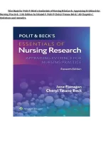 Test Bank for Polit & Beck&rsquo;s Essentials of Nursing Research&colon; Appraising Evidence for Nursing Practice&comma; 11th Edition by Jane M&period; Flanagan & Cheryl Tatano Beck &vert; ISBN 9781975262907 &vert; All Chapters