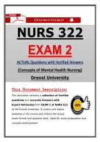 NURS 322 Exam 2 &ndash; Concepts of Mental Health Nursing Drexel &lpar;Latest 2026&sol;2027&rpar; Actual Questions & Answers &lpar;A&plus; Graded&rpar; &vert; Updated PDF