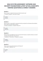 Wgu D315 Pre-Assessment&colon; Network And&NewLine;Security Foundations Latest Actual Exam With&NewLine;Verified Questions & Correct Answers